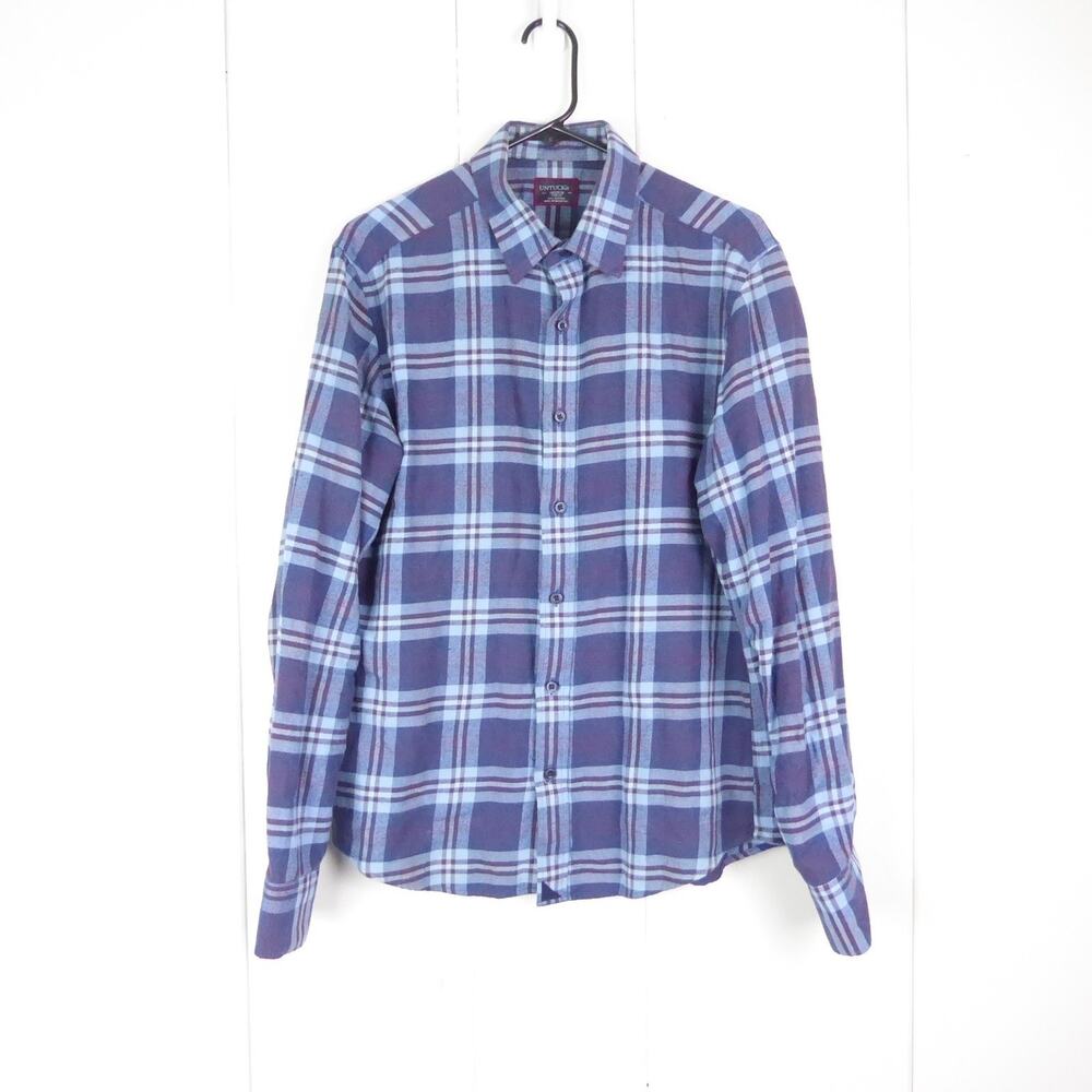 Untuckit Shirt Mens SZ M Slim‎ Fit Flannel Button Up Plaid Outdoors Midweight